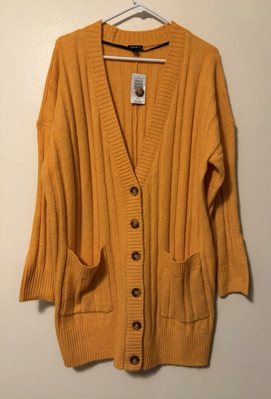 Torrid Button Front Boyfriend Cardigan Sweater Size 1X Vegan Cashmere Orange New